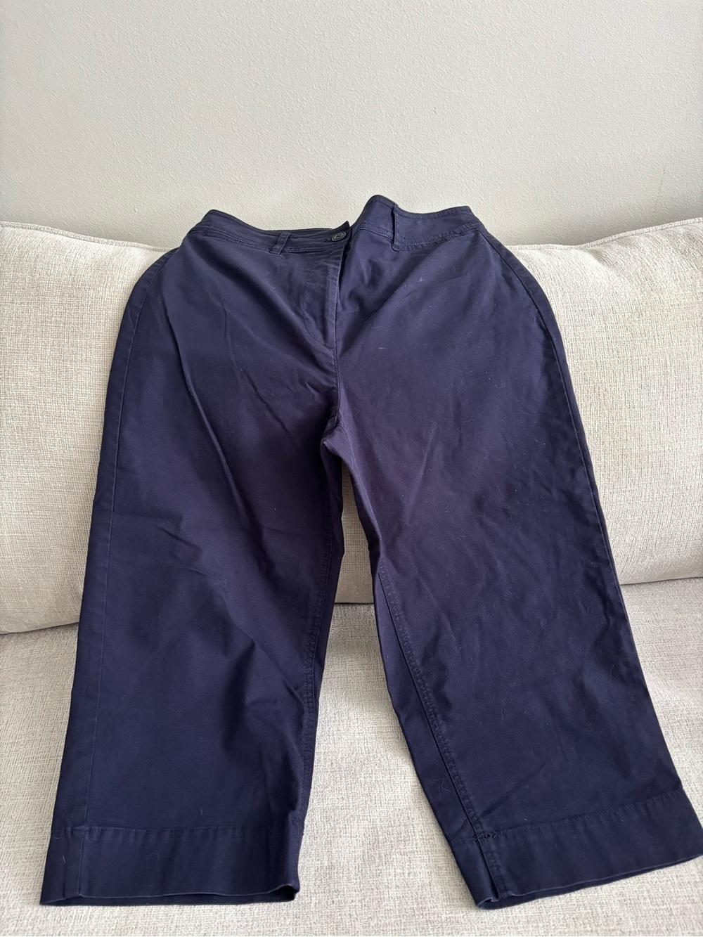 Talbots Navy Wide-Leg Cropped Pants